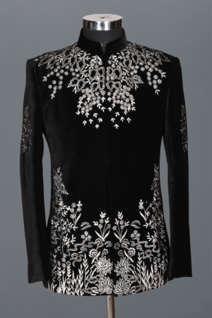 Black Butterfly Embroidered Tuxedo Set