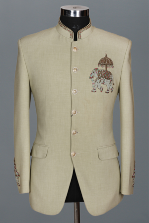 Black Embroidered Leopard Tuxedo Set