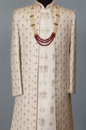 Champagne Heritage Embroidered Sherwani Set